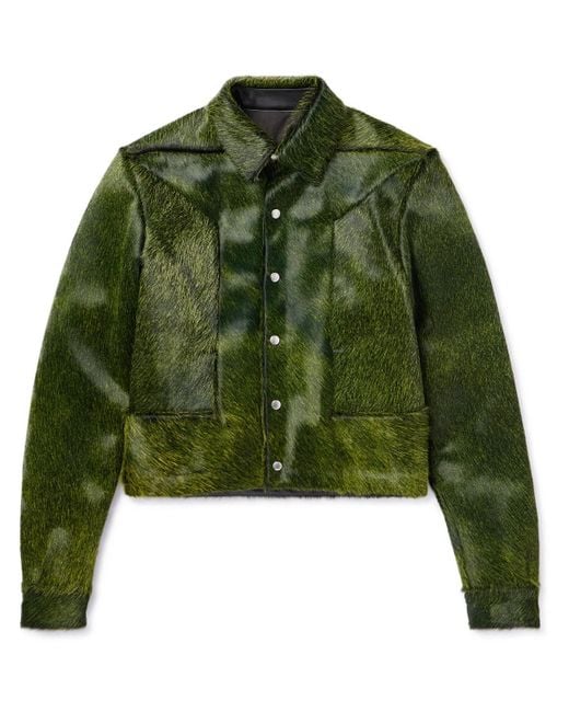 Rick Owens Alice Strobe Cropped Pony Hair Jacket in Green Rick Owens Alice Strobe Cropped Pony Hair Jacket in Green