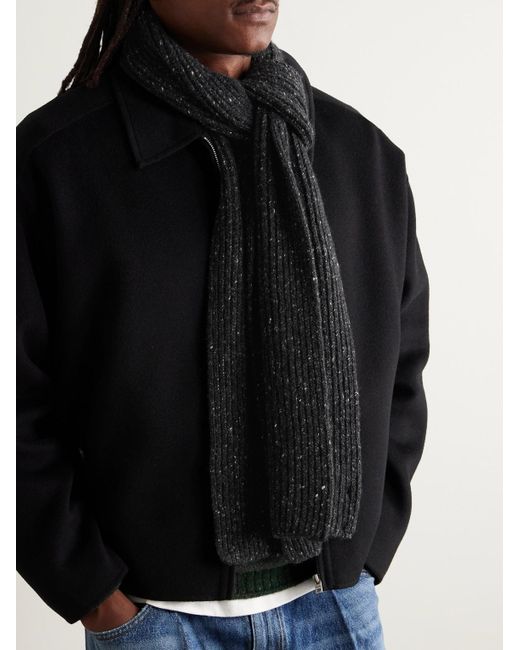 Inis Meáin Blue Ribbed Cashmere Scarf for men