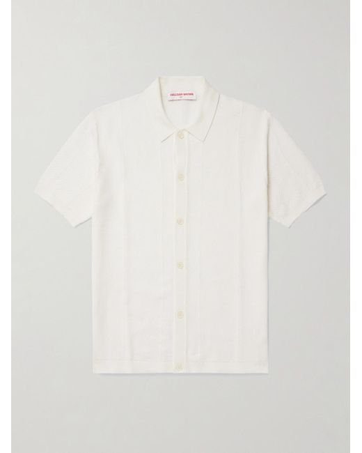 Orlebar Brown White Tiernan Ribbed Cotton Shirt for men