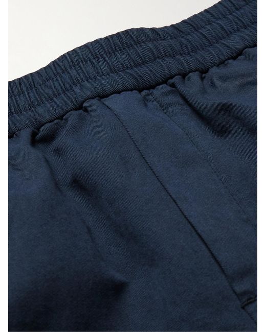 Sunspel Blue Straight-Leg Cotton And Linen-Blend Drawstring Trousers for men