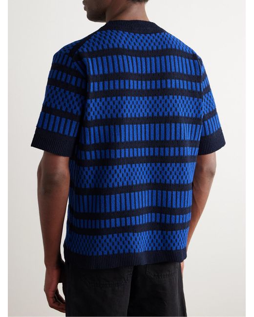 Mr P. Gestreiftes T-Shirt aus Baumwollfrottee in Blue für Herren