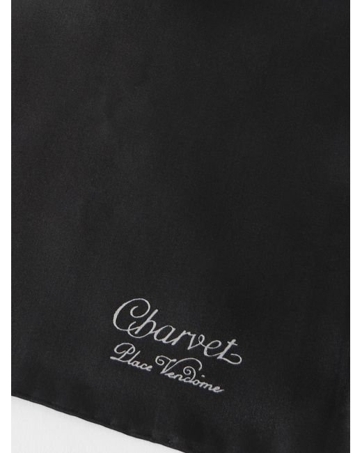 Charvet Black Silk Pocket Square for men