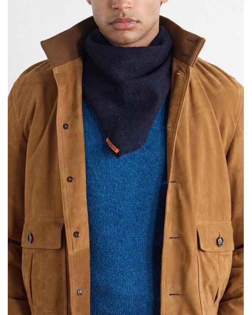 Barena Blue Virgin Wool Scarf for men