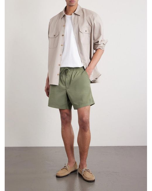 Polo Ralph Lauren Green Straight-Leg Cotton-Blend Seersucker Drawstring Shorts for men