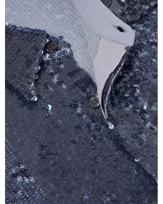 Dries Van Noten Hemd aus Crêpe mit Pailletten in Blue für Herren