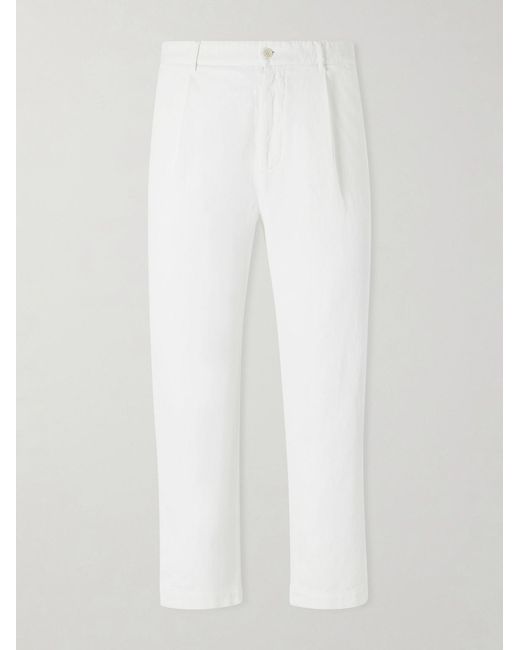Barena White Cropped Tapered Cotton And Linen-blend Corduroy Trousers for men