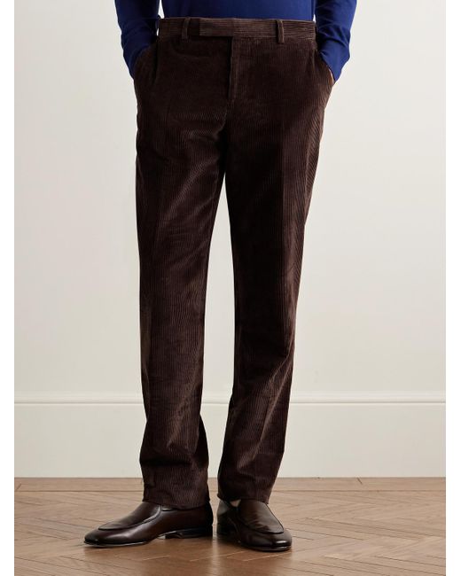 Paul Smith Brown Gents Slim-fit Straight-leg Cotton-corduroy Suit Trousers for men