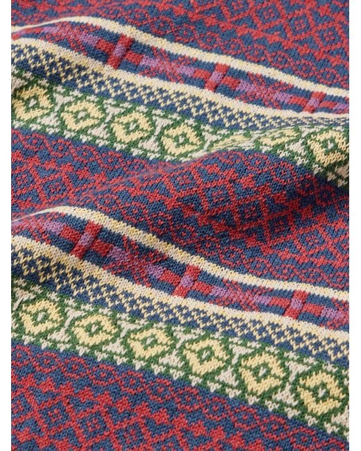 Beams Plus Gray Fair Isle Linen And Cotton-Blend Sweater Vest for men