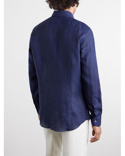 Thom Sweeney Blue Linen Shirt for men