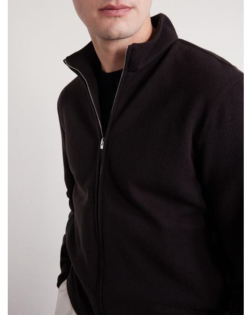 Zegna Blue Honeycomb-Knit Cotton, Wool And Silk-Blend Zip-Up Sweater for men