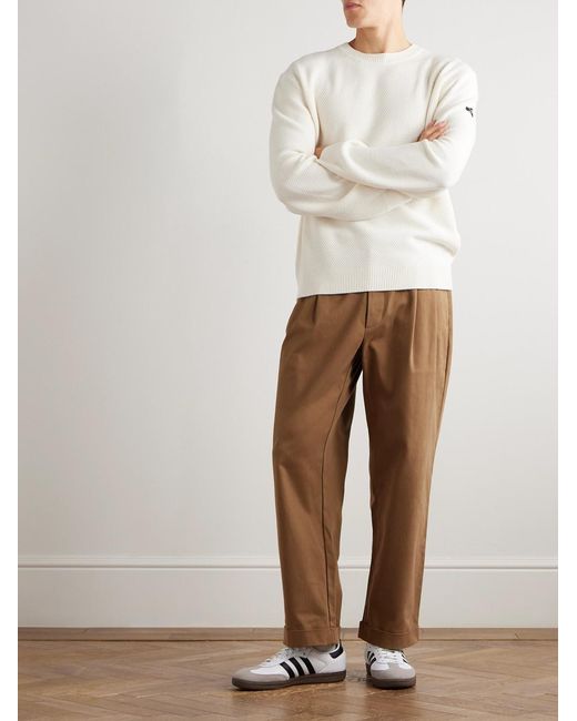 A.P.C. Natural Thomas Logo-Appliquéd Honeycomb-Knit Virgin Wool Sweater for men