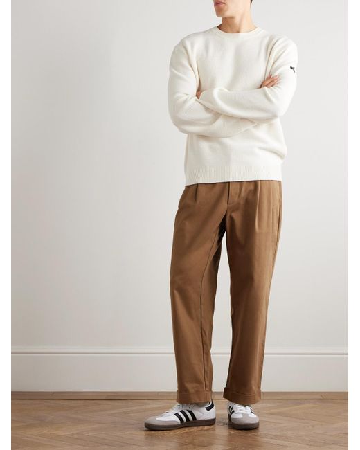 A.P.C. Natural Thomas Logo-Appliquéd Honeycomb-Knit Virgin Wool Sweater for men
