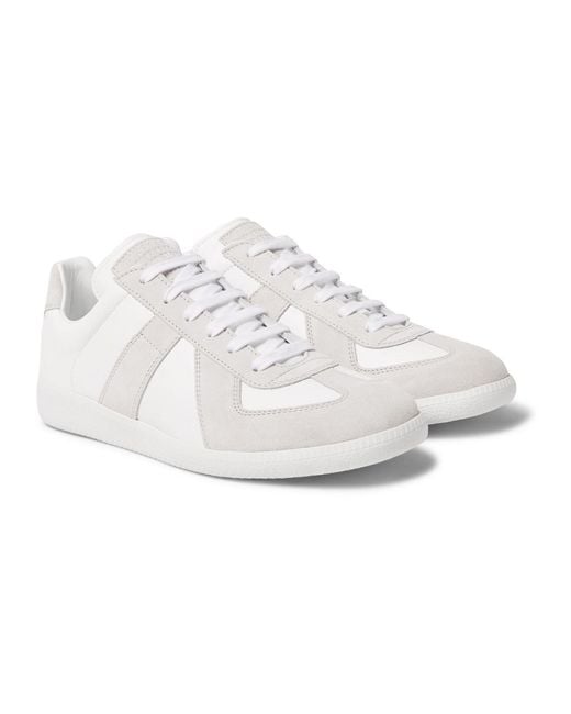 Maison Margiela White Replica Leather And Suede Sneakers for men