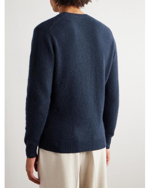 Brushed Cashmere-Blend Sweater di Thom Sweeney in Blue da Uomo