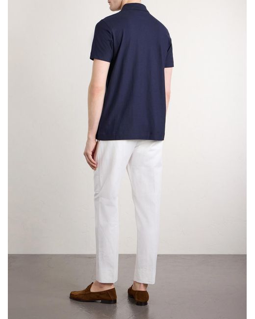 Paul Smith Blue Striped Cotton-Jersey Polo Shirt for men