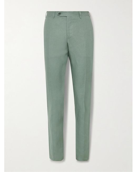 Canali Green Straight-leg Linen Suit Trousers for men