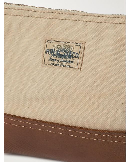 RRL Natural Leather-trimmed Canvas Pouch for men