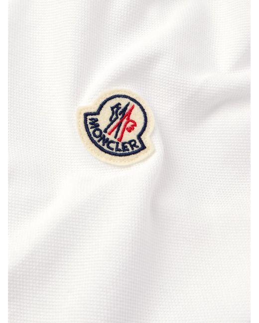 Moncler Polohemd aus Baumwoll-Piqué mit Logoapplikation und Ripsband in White für Herren
