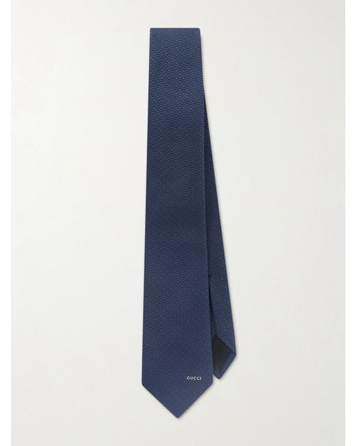 7Cm Logo-Jacquard Cotton And Silk-Blend Tie di Gucci in Blue da Uomo
