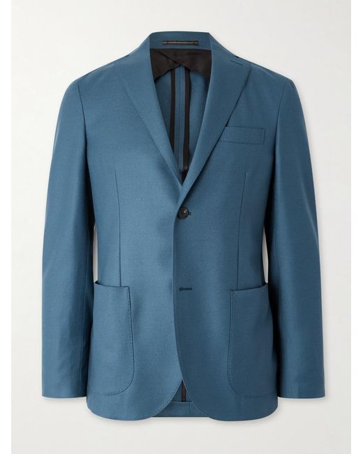 Slowear Blue Slim-Fit Wool-Blend Flannel Blazer for men