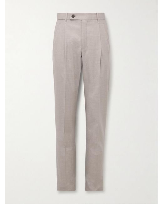 Slowear Gray Venezia 1951 Tapered Pleated Virgin Wool Trousers for men