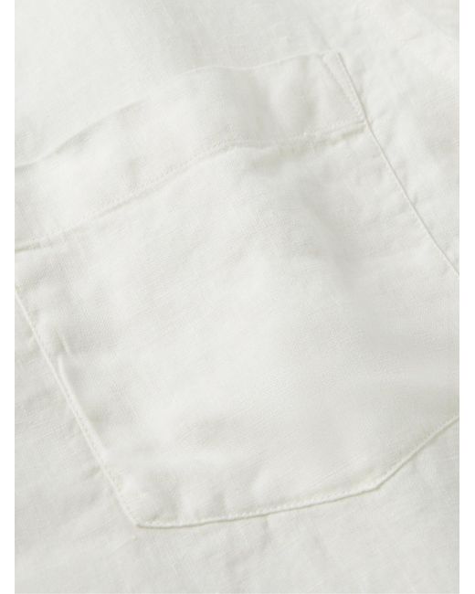Portuguese Flannel White Dogtown Convertible-Collar Linen Shirt for men