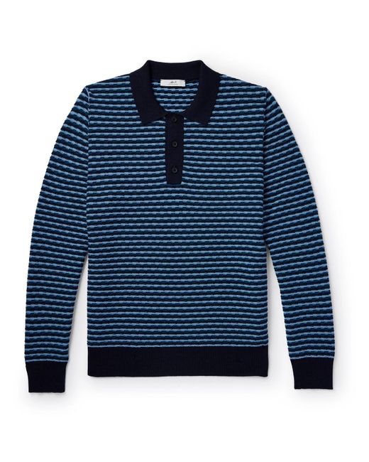 Mr P. Blue Striped Wool Polo Shirt for men
