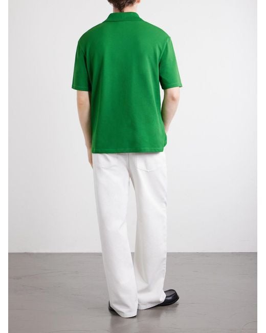 Loewe Green Anagram-Embroidered Cotton-Piqué Polo Shirt for men