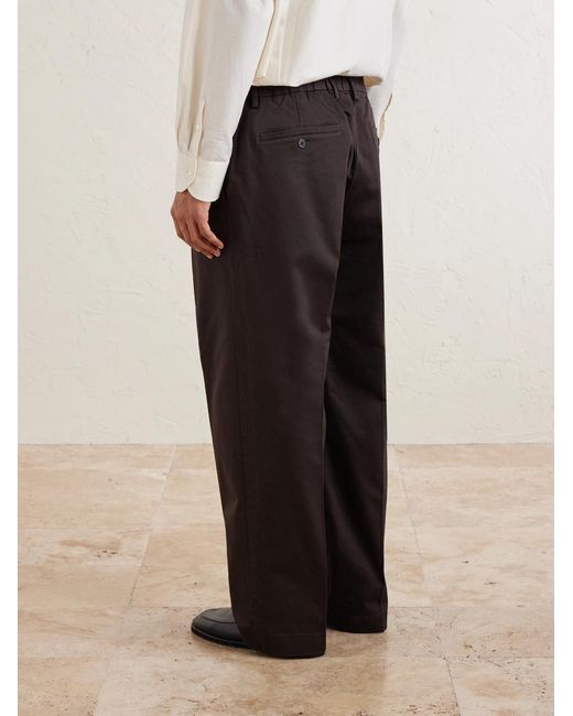 NN07 Black Kay 1420 Wide-Leg Pleated Organic Cotton-Blend Twill Trousers for men
