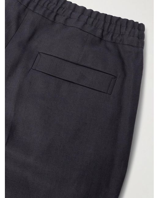 Zegna Blue Straight-leg Linen-twill Trousers for men