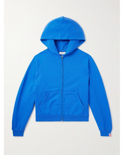 CHERRY LA Blue Logo-appliquéd Cotton-jersey Zip-up Hoodie for men