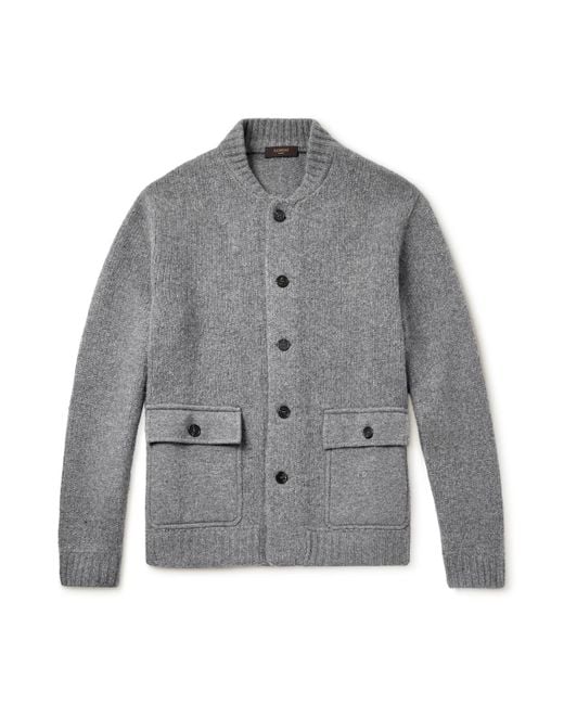 Incotex Gray Zanone Wool And Cashmere-Blend Cardigan for men