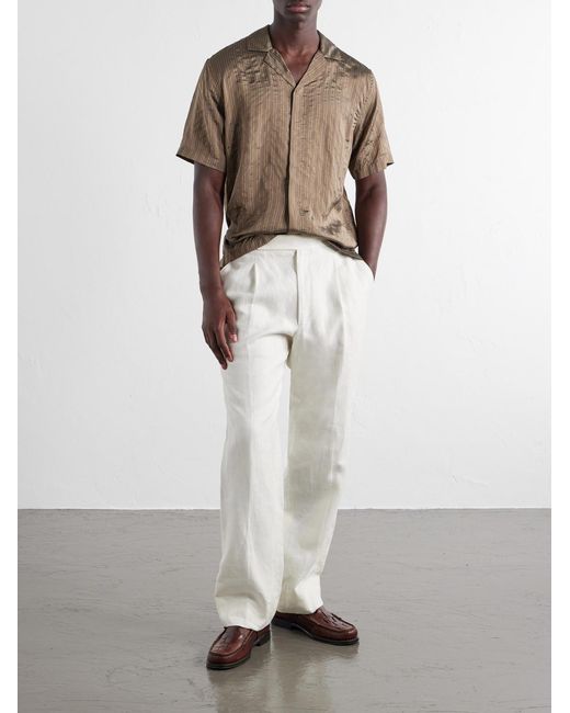 Orlebar Brown Brown Maitan Villa Camp-Collar Striped Woven Shirt for men