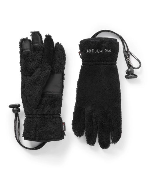 And Wander Black Logo-embroidered Polartec® Fleece And Shell Gloves for men
