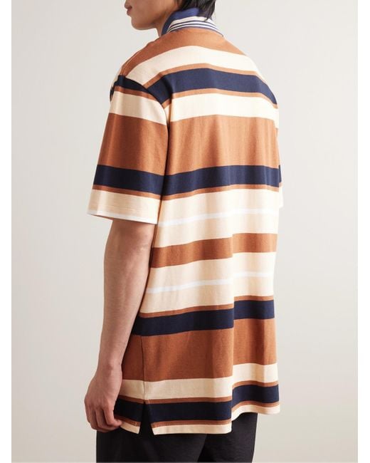Loewe Blue Paula's Ibiza Striped Cotton And Linen-blend Piqué Polo Shirt for men