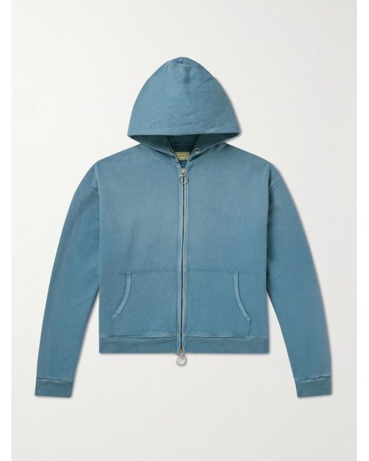 Kapital Blue Garment-Dyed Cotton-Jersey Hoodie for men