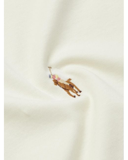 Polo Ralph Lauren White Logo-Embroidered Cotton-Jersey Polo Shirt for men