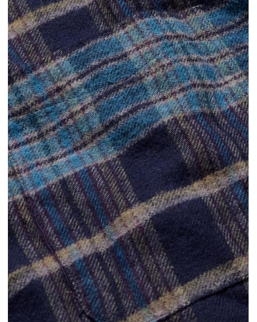 Beams Plus Blue Checked Wool-Flannel Shirt for men