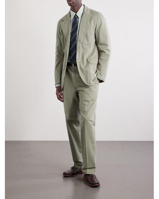 Drake's Green Games Herringbone Cotton Suit Jacket for men