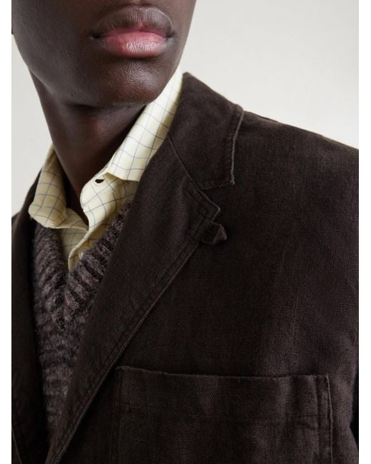 Oliver Spencer Black Camberwell Linen Suit Jacket for men