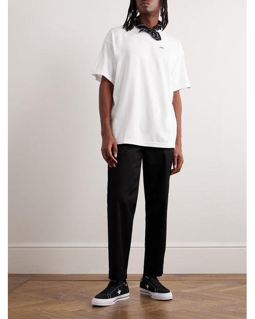 (w)taps White Logo-Embroidered Cotton-Jersey T-Shirt for men