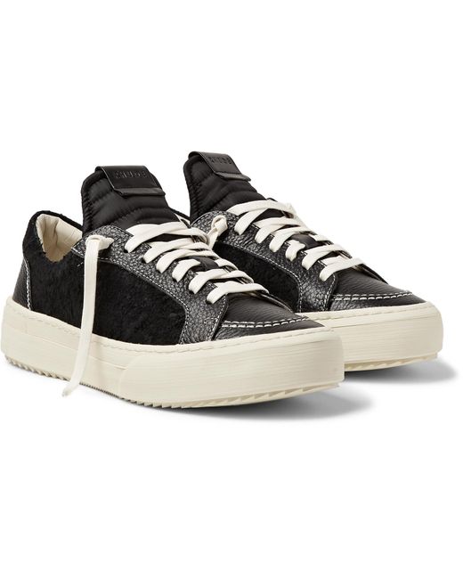 Rhude Black Rh V1 Full-grain Leather And Suede Sneakers for men