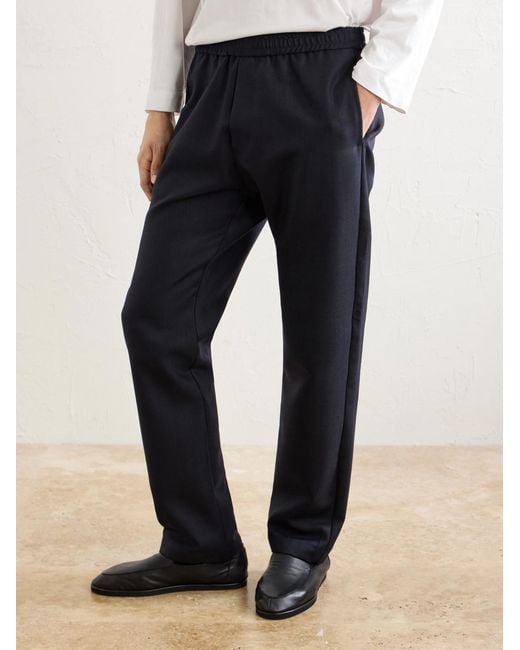 Barena Blue Straight-leg Herringbone Virgin Wool Trousers for men