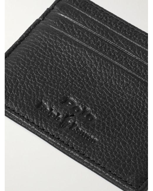 Polo Ralph Lauren Black Logo-debossed Full-grain Leather Cardholder for men