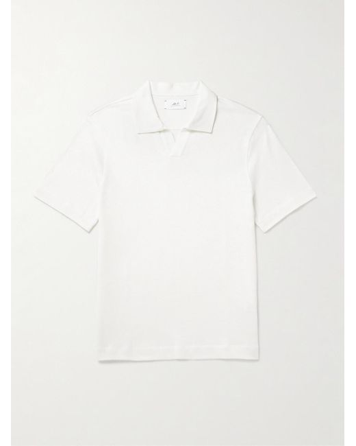 Mr P. White Linen And Organic Cotton-Blend Polo Shirt for men