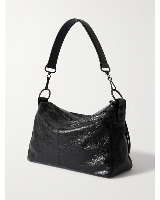 Balenciaga Black Le City Moto Small Arena Textured-leather Messenger Bag for men