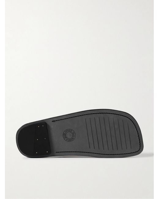 Dries Van Noten Black Padded Leather Flip Flops for men