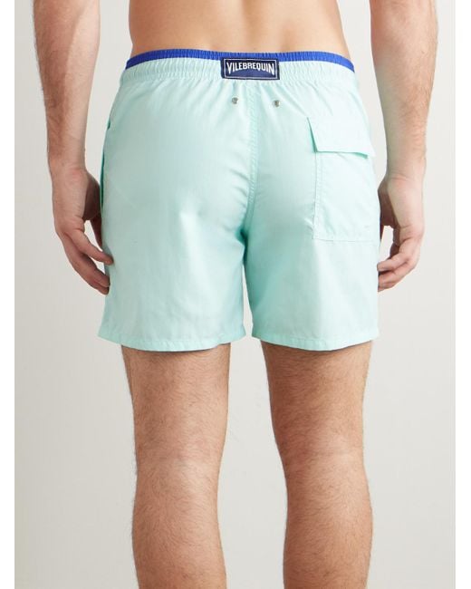 Vilebrequin Blue Moka Straight-Leg Mid-Length Econyl Swim Shorts for men