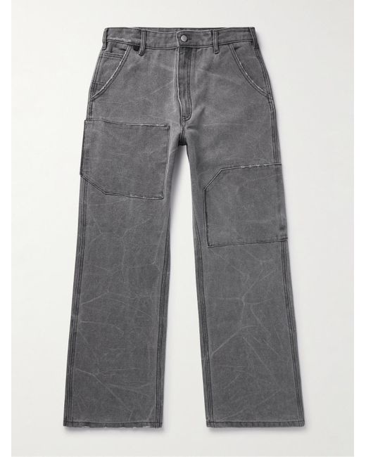 Acne Gray Palma Straight-leg Pigment-dyed Cotton-canvas Trousers for men