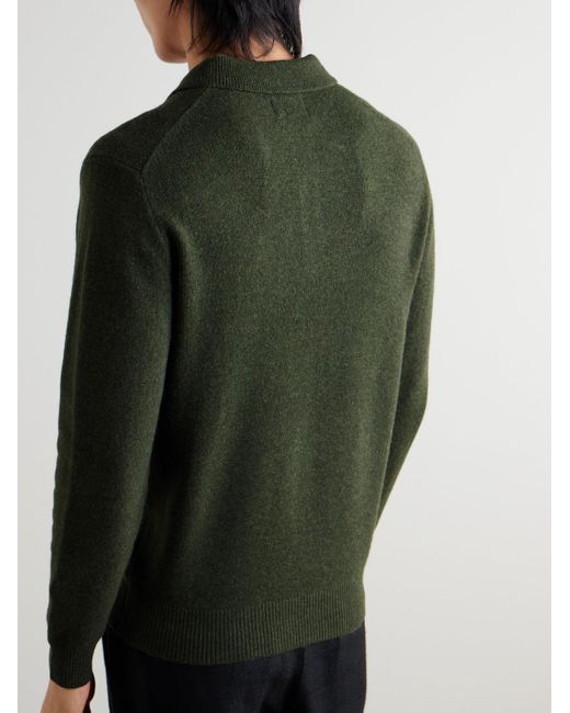 Beams Plus Green Wool Polo Shirt for men